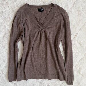 Maternity Brown Long Sleeve V Neck Shirt